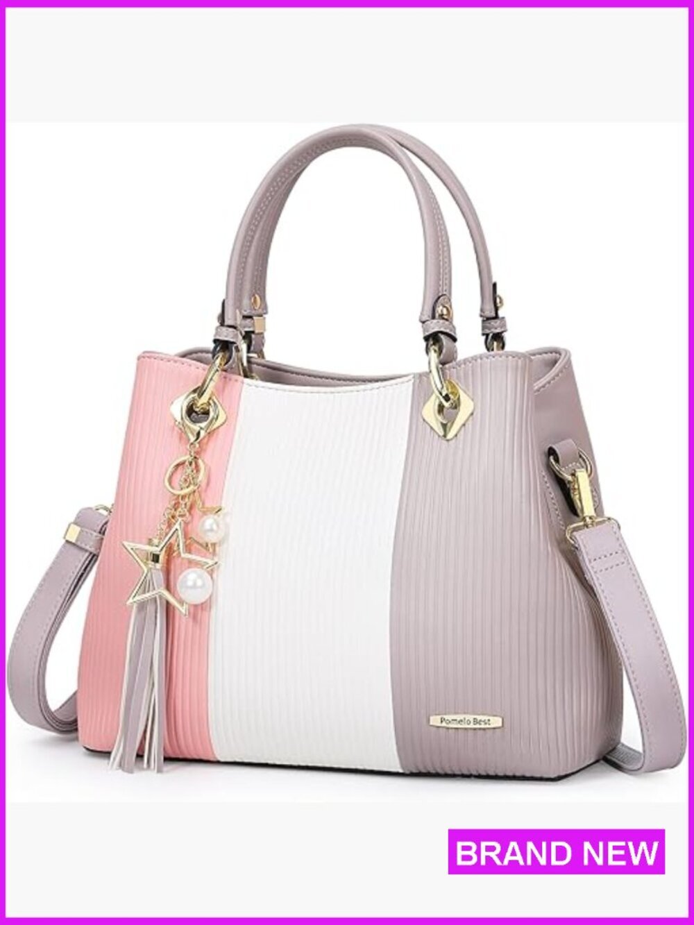 Top Handle Satchel Handbag with Multiple Pockets Leather Tote Shoulder Bag